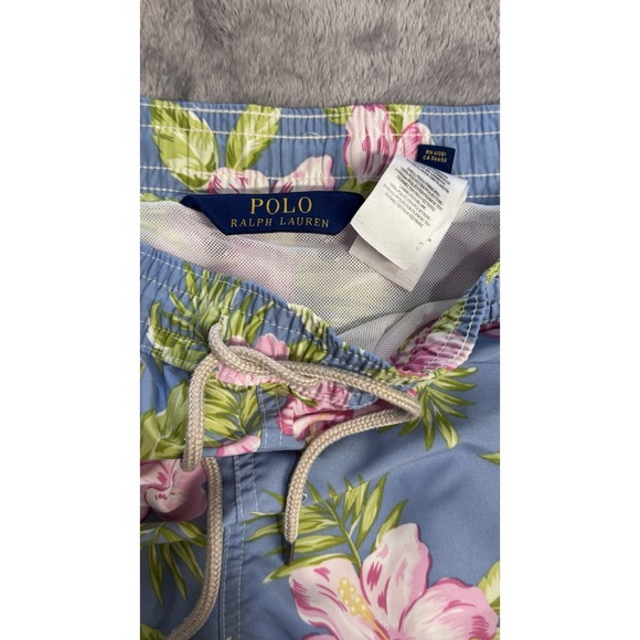 Polo Ralph Lauren Swim Trunks Mens L Blue Floral Hawaiian Board Shorts Tropical - Picture 3 of 10
